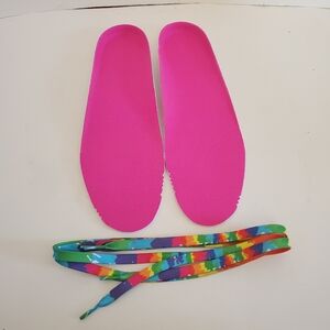 Asics Neon Pink Replacement Shoe Insoles Paired w/Multicolored Tie Dye Laces